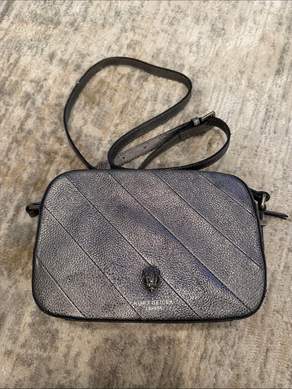 Kurt Geiger Dark Grey Leather Crossbody Bag